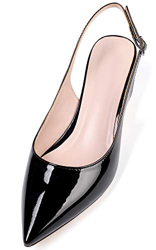 Eldof Women's Slingback Kitten Heel Pumps, 1.4" Pointed Toe Office Low Heel Comfortable Pumps for Office - Image 4