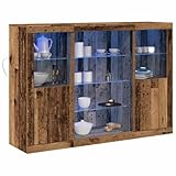 Matériau: Bois d'ingénierie Tomostar Buffet avec LED, Meuble de Rangement Armoire de Cuisine Bois Ancien 142.5 x 37 x 100 cm Bois d\'ingénierie