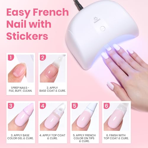 Image of Beetles Pastel Gel Polish Set - Petal Ivory, 4Pcs White & Pink Gel Nail Polish with Base Coat Top Coat, Soak Off UV LED Lamp French Nails Art for Holiday Nails Complete for Beginner & Professional