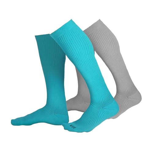 Image of KUE Knee Compression Socks for Men & Women - 18-21 mmHg Support for Pain Relief, Circulation, Blood Recovery - Sports, Running, Football, Cycling - Knee-High, Moisture-Wicking.