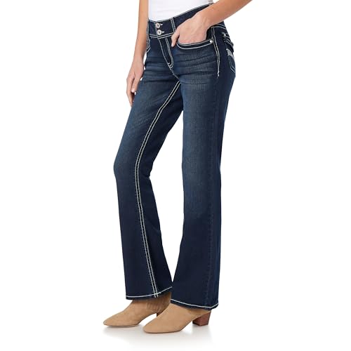 Image of WallFlower Bling Back Pocket Bootcut Jeans for Women, Luscious Curvy Fit, Embellished Mid-Rise Insta Stretch Denim