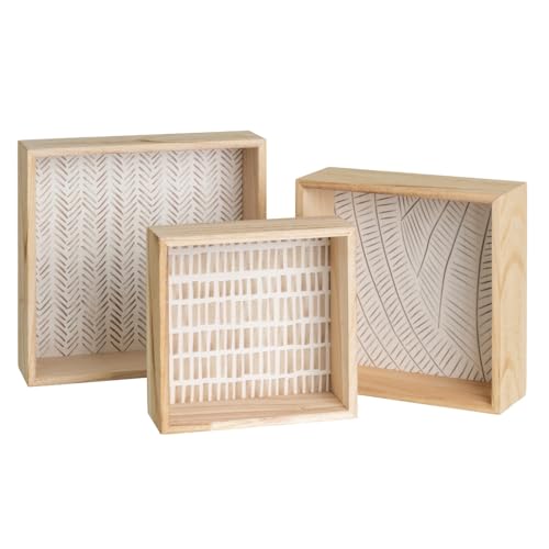 LOLAhome Set de 3 estantes Cuadrados de Pared de Madera de paulonia y MDF