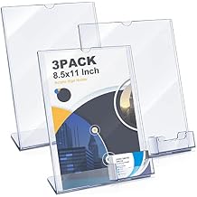 Geyee 8.5 x 11 Acrylic Sign Holder with Business Card Holder Clear Brochure Display Stand with Attached Business Card Pocket Advertisement Printed Material Flyer Holder Flyer Stand Frame 3