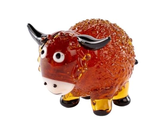 Kilts Wi Hae Tartan (Red, Green, Blue) Miniature Bobby Glass Scottish Highland Cow Ornament