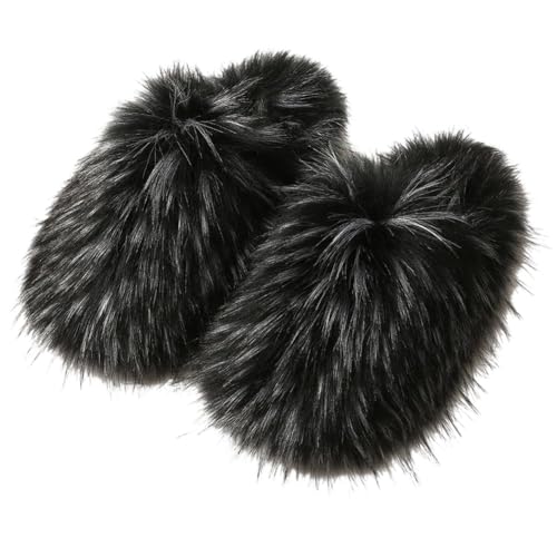 Pantoufles en fausse fourrure femme chaudes et antidérapantes pour hiver