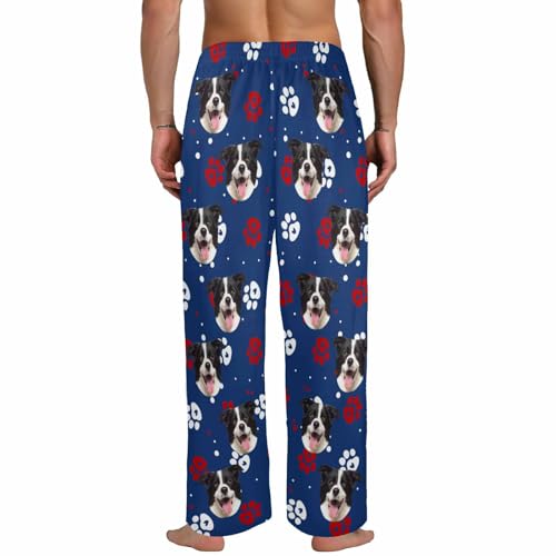 Personalized Dog Face Pajama Pants for Men Customized Mens Paw Pajama Bottom with Photos for Husband Boyfriend3