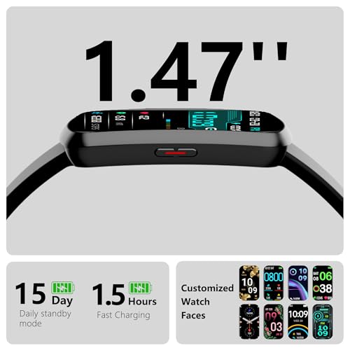 Image of Health Fitness Tracker, Smart Watch with 24 /7 Heart Rate, Activity Tracker with Blood Pressure and Blood Oxygen Monitor, 120 Sport Mode Waterproof Sleep Tracker for Women Men