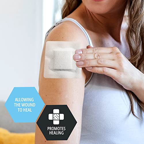 Medpride 6'' X 6'' Foam Wound Dressing (10-Count) Sterile, Waterproof Silicone Adhesive Border | Home Or Emergency Healing Support | Partial Or Shallow Drainage Coverage | Gentle #TOP2