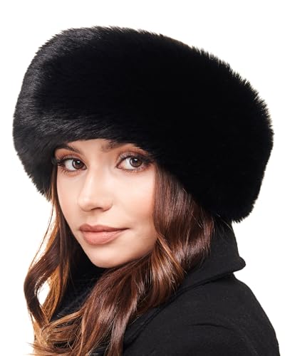 Bandeau en fausse fourrure femme cache oreille hiver noir
