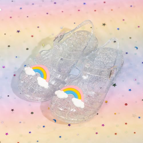 Image of KIDSUN Toddler Girls Jelly Sandals Closed Toe Water Beach Summer Shoes Soft Rubber Sole Mary Jane Dress Shoes Princess Flat