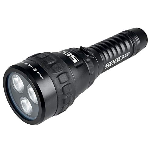Torcia subacquea in alluminio con vetro ottico temperato.