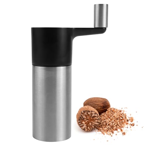 NCTNCX Muskatnuss Mühle | Edelstahl Muskatreibe mit Aufbewahrung für 3 Muskatnüsse | Muskatmühle | Muskatnussreibe | Gewürzreibe Schwenkbar | Muskatreibe