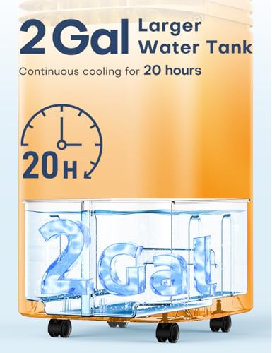 Image of 4-IN-1 Portable Air Conditioners, Evaporative Air Cooler w /4 Modes & 3 Speeds, 15H Timer for Smart Auto-off, 2-Gal Tank for 20H Cooling,17FT Remote,No Hose Needed - Orange