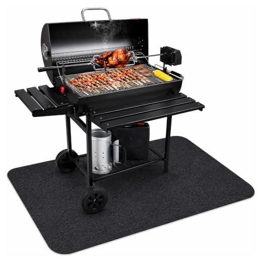 Fasmov 30 x 48 inches Under Grill Mat, Reusable Outdoor Grill Floor Mat, Under Grill Floor Mats to Protect Deck, BBQ Mat for Under BBQ, Absorbent Oil Pad Protector for Decks and Patios
