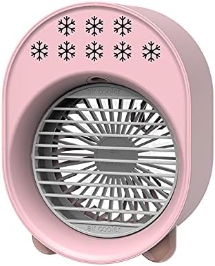 USHUN SUBLarge air volume water cooled fan office desktop dormitory air conditioning cold fan silent chiller small removable summer cooling device (Pink)