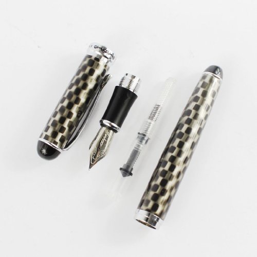 Jinhao Luxury 750 Fountain Pen With Black And Silver Lattice Shape #TOP6