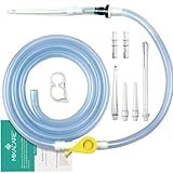 Enema Tubing Replacement Pack for Bucket and Silicone Bag - Includes Clamp, Stopcock, 5 Nozzles, Single-Way Valve, and 6ft Tube by Mikacare