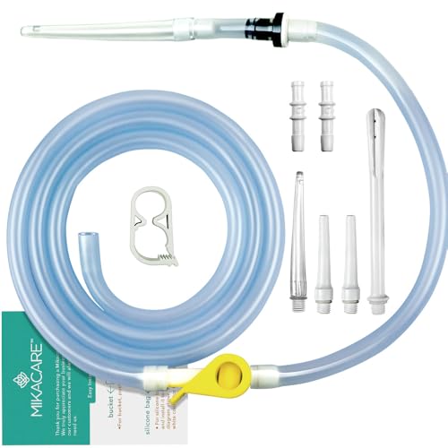 Enema Tubing Replacement Pack for Bucket and Silicone Bag - Includes Clamp, Stopcock, 5 Nozzles, Single-Way Valve, and 6ft Tube by Mikacare