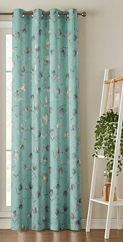 Image of Window Curtains 5 Feet | 48x60 Inch | 1 Panel Only | Velvet Blackout Parda for Kitchen & Small Windows | Light Aqua Colour
