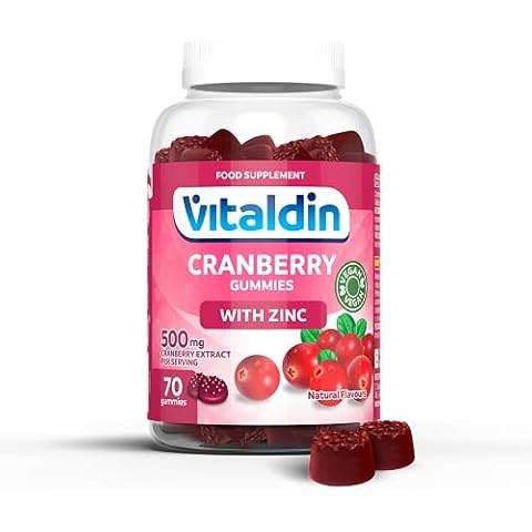 VITALDIN Cranberry Gummies - 500 mg of Cranberry Extract per Serving + Zinc - 70 Chewable Gummies (1 Month Supply) - Urinary Tract Support - Vegan & Gluten Free Cover