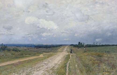 Lienzo decorativo vintage El camino de Vladimir de Levitan para pintura mural selecta 60x90cm