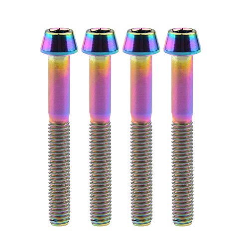 Image of Titanium Ti Bolt M5x9 16 18 20 25 30 35 40 45 50 55 60mm Tapered Head Screws Pack of 4 (M5x40mm, Ranibow)