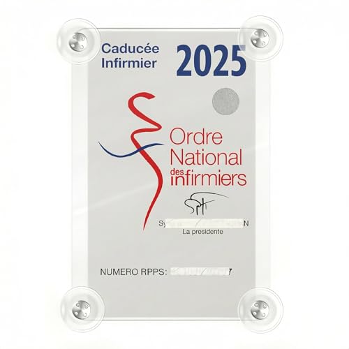 Porte Caducee Voiture Pare Brise | Support Caducée Infirmier Voiture avec 4x Ventouse | Vitres Protectrices Pochette Caducée Voiture Pour Personnel Médical (Infirmière, Soignante, Étudiant...)