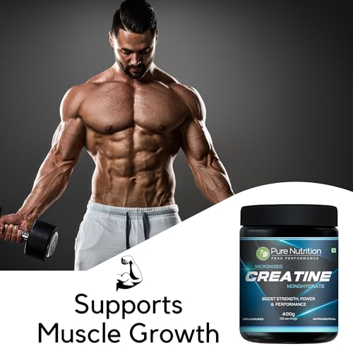Image of Pure Nutrition Micronised Creatine Monohydrate Powder (400g), Pre /Post Workout Supplement, Instant Energy for Athletic Performance, Fast Recovery, Increased Muscle Mass, Unflavoured, 33 Servings
