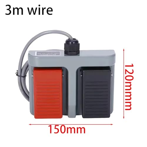 Interruptor de doble pedal con cable de 3m MDFS-65 para corriente 250VAC 10A 2