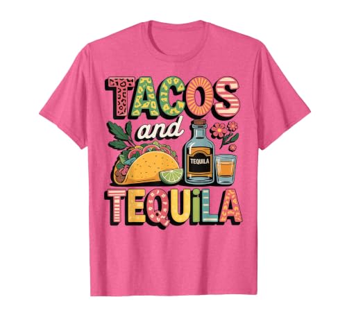 Tacos and Tequila T-Shirt, Men, Pink Heather, 3X-Large