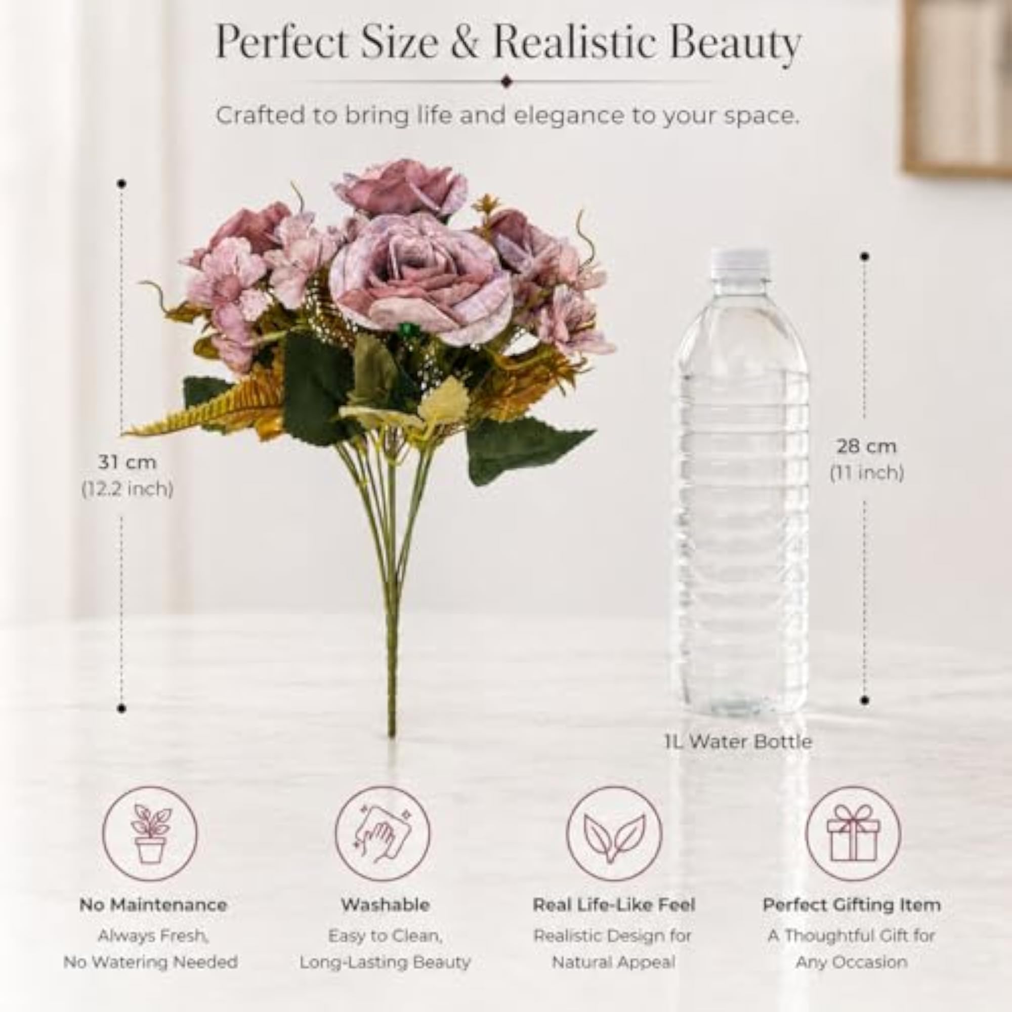 Artificial Babymoon Rose Hydrangea Flower Bunch for Home Décor