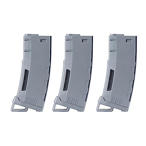 Lancer Tactical Airsoft M4 M16 Series Polymer 130 Round Transparent Window High Speed Mid-Cap Airsoft Magazine -Pack of Three (Gray)