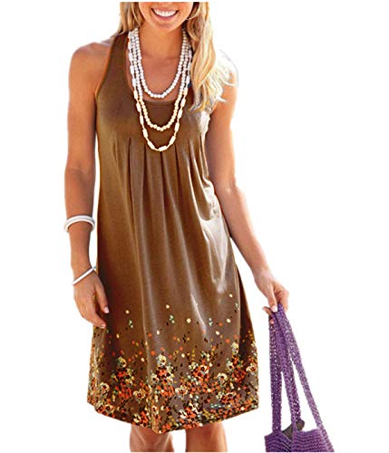 Image of AELSON Womens Summer Casual Sleeveless Mini Printed Vest Dresses