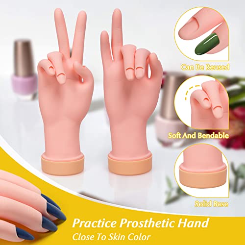 Krofaue A-01 2 Pack Practice Nail Art Trainer Training Hand Tool Flexible Bendable Movable Fake Mannequin Right Hands Manicure Tool thumb #3