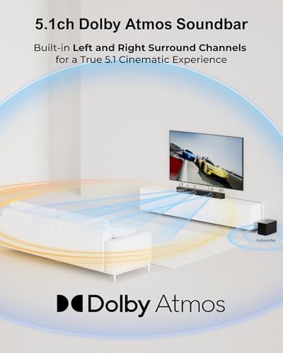 Ultimea 5.1Ch Soundbar With Dolby Atmos, Sound Bar With Subwoofer For Smart Tv, Home Theater Surround Sound System For Tv, 340W, Adjustable Bass Boost, App, Bt 5.4 (U3722) - 3