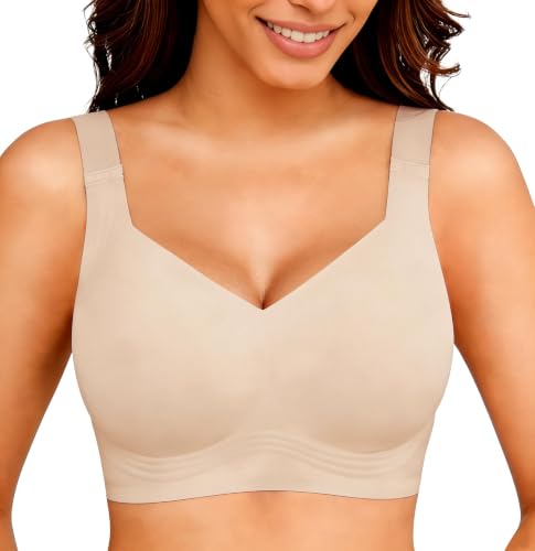 Image of Gailife Jelly Bras for Women No Underwire Minimizer Bra Wireless Supportive Full Coverage Plus Size Bra Seamless Tshirt