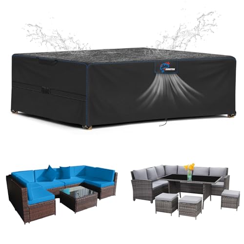 SIRUITON Fundas para muebles de jardín de 170 x 140 x 74 cm con ventilación de aire, impermeable, resistente al viento, tela Oxford 420D resistente a desgarros, funda para mesa de exterior,