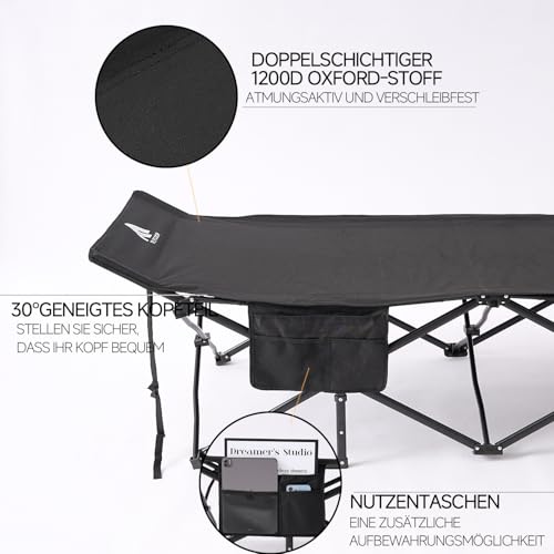 Flycoop Feldbett Klappbar mit Matratze und Kissen Campingbett 71cm/81cm Klappbett Camping Bett 204 kg Reisebett Erwachsene Gästebett für Garten Innen Outdoor Camping – Bild 4