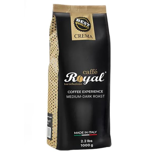 Royal Caffé Italian Coffee Beans – Crema, Medium Dark Roast, 50% Arabica Robusta Blend, Hazelnut Notes, Whole Bean, Freshly Roasted Gourmet Coffee,