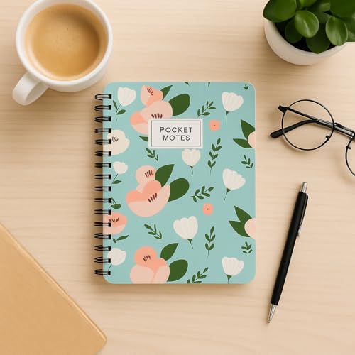 Image of mudrit Pocket Size Notebook, Small Spiral Diary, 120 Plain Pages, 90 GSM ideal for Gratitude List, Daily Goals Planner, To Do List Organiser, Size A6 (Pack of 5 - Blue)