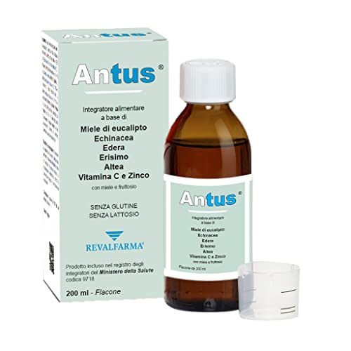 Antus Integratore Alimentare - Tosse Secca, Tosse Grassa - Con Miele - Eucalipto Echinacea Erisimo Altea - Flacone - Gusto Fragola, 200 ml