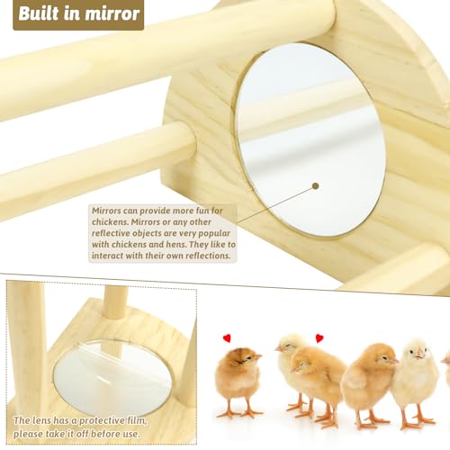 Image of Chicken Perch with Mirror, Strong Pine Wooden Chick Perch Toys for Coop and Brooder for Birds, Baby Chicks, Hens
