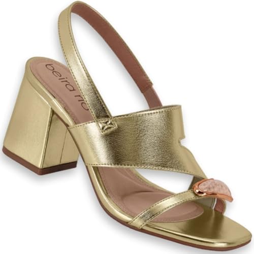 Sandália Feminina Beira Rio – Metalizada, Conforto, Leve e Uso Diário – Moderna e Elegante (Dourado, BR, Adulto, Numérico, 35)
