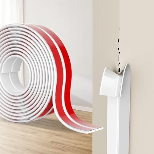 Hengrongshen Profilo Angolare Autoadesiva in TPE Flessibile, Protezione Angoli Muro, Striscia Paraspigoli, Profili Angolari e Bordi per Muro, Piastrelle, Porte, Finestre, Bagno (Bianco, 2cm x 4M)