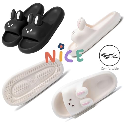Cute Bunny Women's Cloud Pillow Slides Open-Toe Soft Kawaii Sandals Non-Slip Slippers Bathroom Indoor & Outdoor3