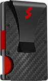 RFID Carbon Fiber Wallets for Men - Minimalist Aluminum Metal Wallet (Red)