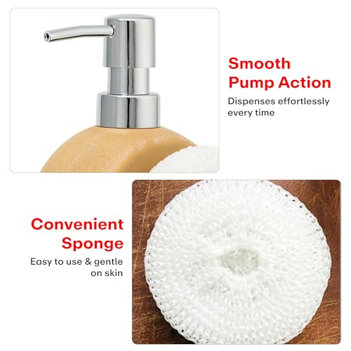 Image of Rioware Outdoor Living Liquid Soap Dispenser, 300ml, Multipurpose Refillable Ceramic Pump for Hand Wash, Dish Wash, Shampoo, Kitchen, Bathroom, and Household Use Pack of 1, Cream