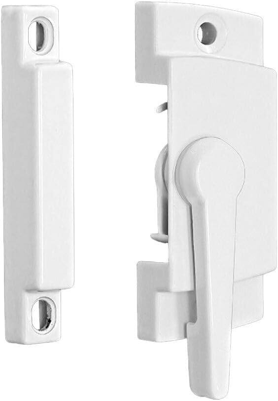 Zinc Alloy Sliding Window Lock Vertical Sash Latch with Cam Hook and Anti Lift Security Studs for Double Hung White Casement Catch Hardware (Right)