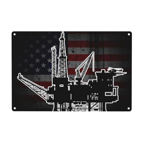 Drapeau des champs pétrolifères plaque métal pour rompre la monotonie d'un mur de salon