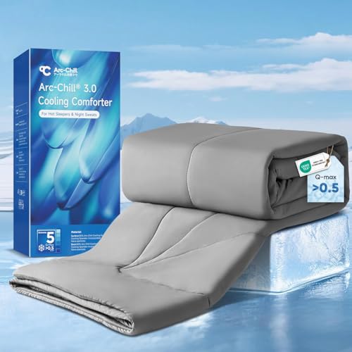 Elegear Revolutionary Cooling Comforter Queen Size, Arc-Chill 3.0 Cool Tech Cooling Blanket for Hot Sleepers and Night Sweats Q-max 0.5, Lightweight & Breathable Summer Comforter Cool Quilt - Gray